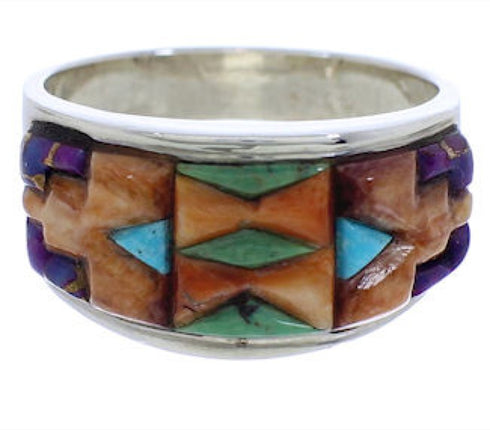 Multicolor Turquoise Sterling Silver Ring Size 8-3/4 VX36260